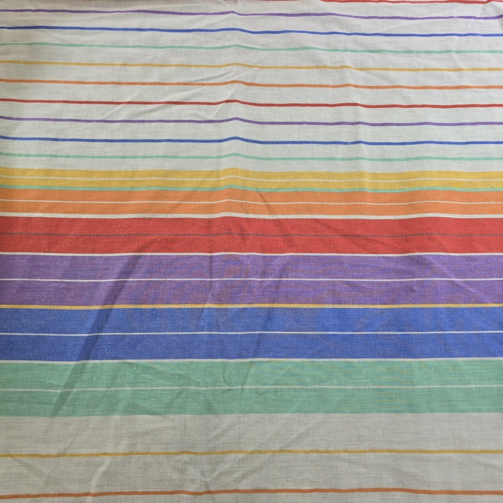 Vintage J.P. Stevens King Waterbed Sheet Set Rainbow Stripe Attached USA 70s 80s